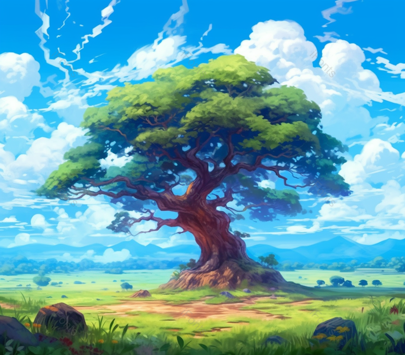 唯美手绘夏天大榕树插画背景,插画/手绘图,插画/手绘图库,插画/手绘图下载,插画/手绘
